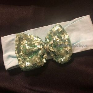 Mint on Mint Glitter Big Bow Headband  MMGHB  NWT Boutique